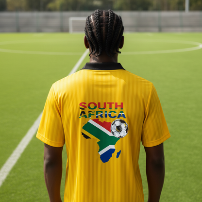 South African Flag Themed Graphic Collar Striped Soccer Jersey