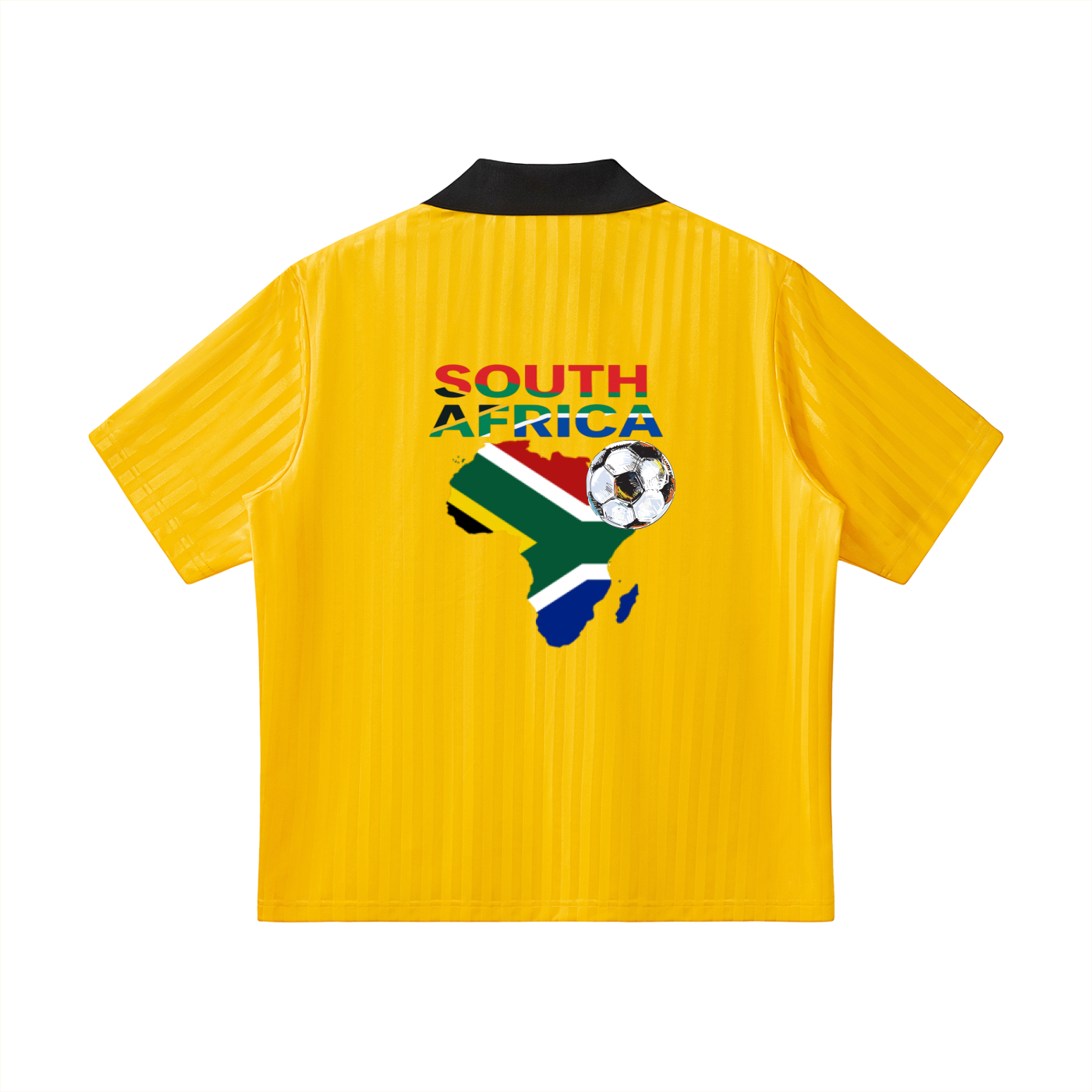 South African Flag Themed Graphic Collar Striped Soccer Jersey