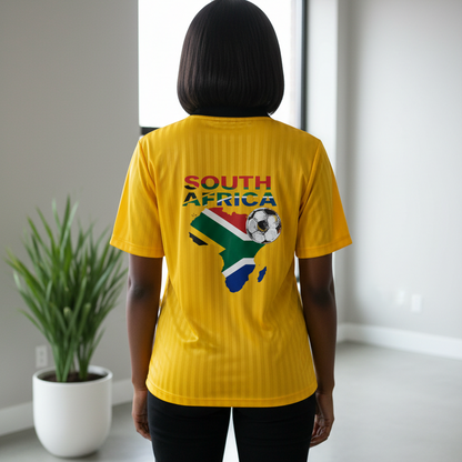 South African Flag Themed Graphic Collar Striped Soccer Jersey
