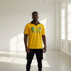 Bahamas Flag Themed Contrast Collar Striped Soccer Jersey ODMPOD
