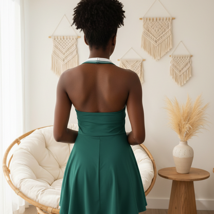 Jamaica Flag Themed Women's Collared Halter A-Line Tennis Dress