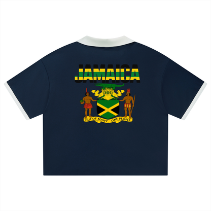 Jamaica Flag ThemedUnisex Collared Piping Boxy Soccer Jersey