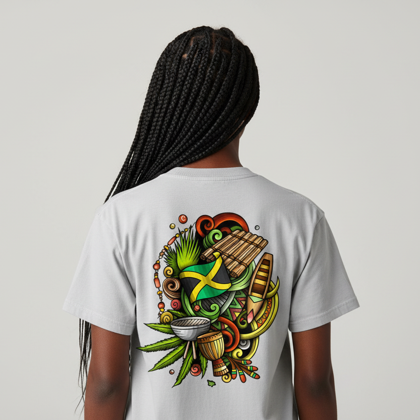 Jamaica Flag Themed Graphic Vintage Wash Cotton Unisex T-Shirt
