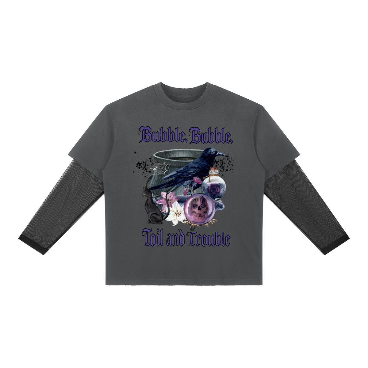 Gothic Raven Art Graphic Unisex Sunfade Layer T-Shirt