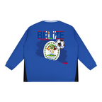 Belize Flag Themed Graphic Unisex Color Block Long Sleeve Jersey