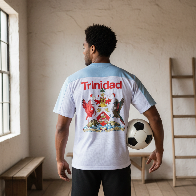 Trinidad Flag Themed Oversized Mesh V-Neck Unisex Soccer Jersey