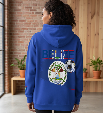 Belize Flag Themed Graphic Unisex Oversize Fleeced Hoodie