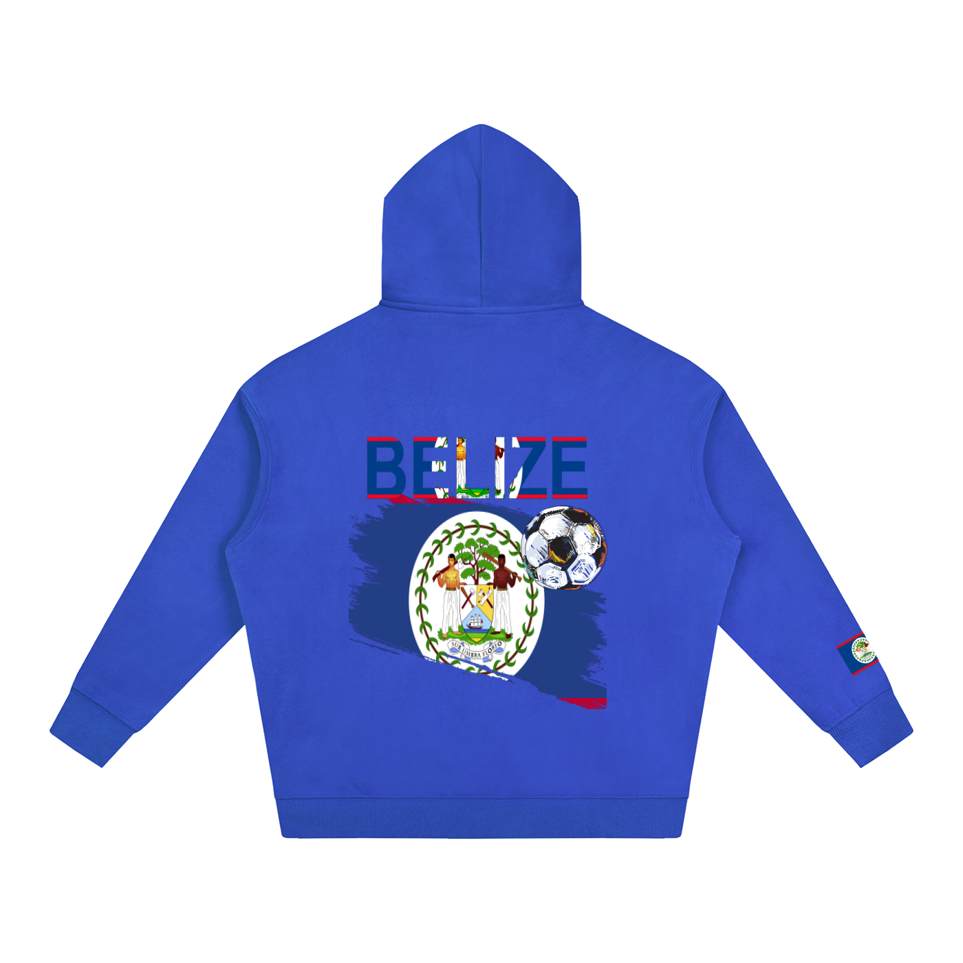 Belize Flag Themed Graphic Unisex Oversize Fleeced Hoodie