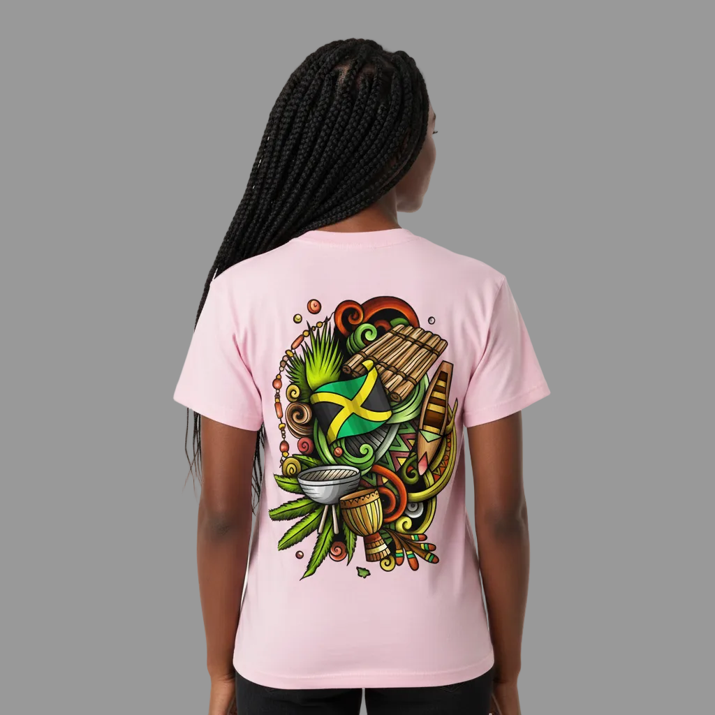 Jamaica Flag Themed Graphic Vintage Wash Cotton Unisex T-Shirt