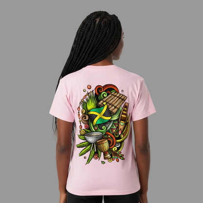 Jamaica Flag Themed Graphic Vintage Wash Cotton Unisex T-Shirt