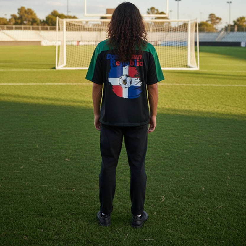 Dominican Republic Oversized Mesh V-Neck Soccer Jersey