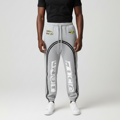 Jamaica Flag Themed Sun Fade Contrast Tape Fleece Jogged Sweatpants
