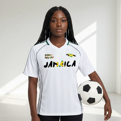 Jamaica Themed Graphic Shadow Stripe Collared Soccer Unisex Jersey