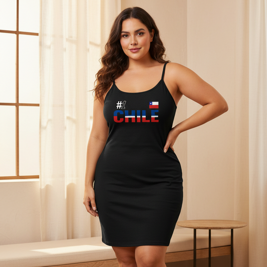 Women's Sleeveless Fitted Dress Featuring the Chilean Flag Design