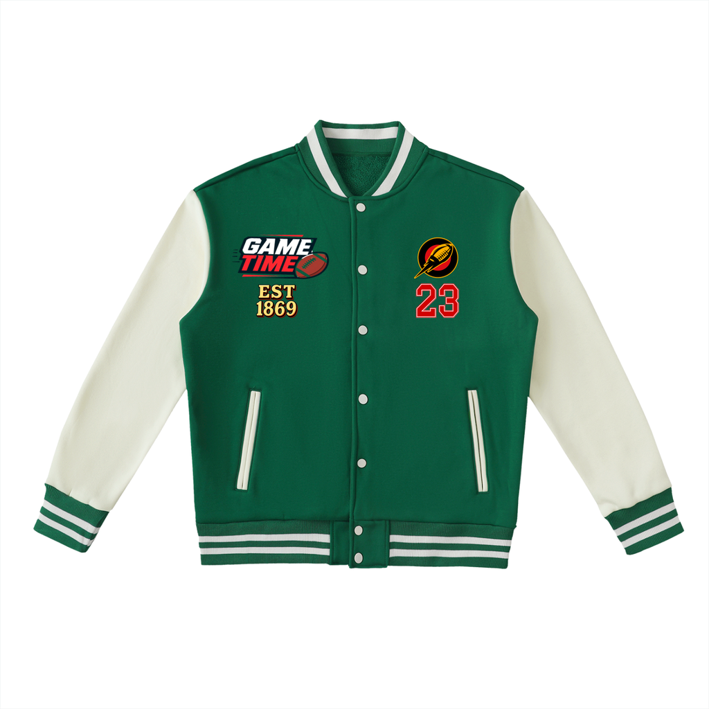 Football Fan Graphic Unisex Two-Tone Fleeced Varsity Jacket
