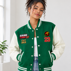 Football Fan Graphic Unisex Two-Tone Fleeced Varsity Jacket