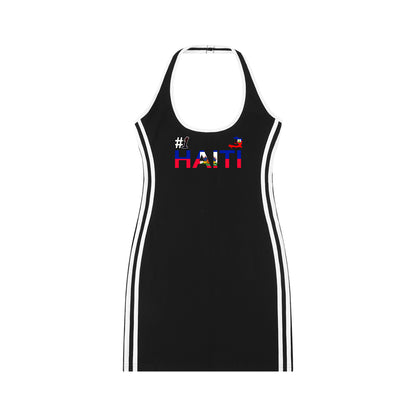Haiti Flag Art Women's Binding Tight Halter Dress