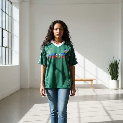 Unisex Haiti Flag Themed Graphic Shadow Stripe Collared Soccer Jersey