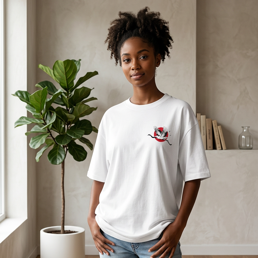 Red-Crowned Craned Graphic Unisex Seamless Unisex T-Shirt