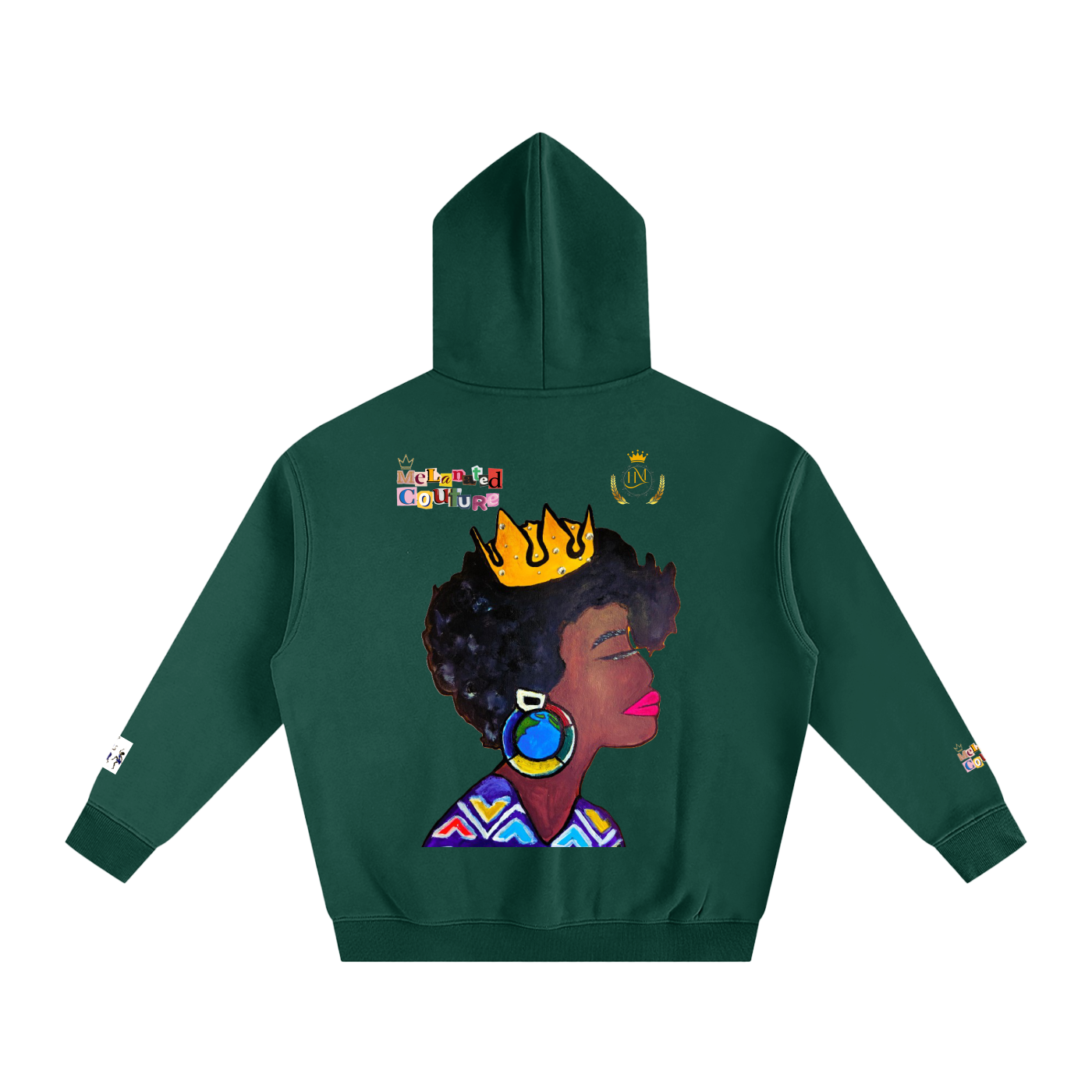 Crowned Black Woman Art Graphic Unisex Oversize Fleeced Hoodie