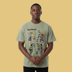 Unisex Afro Music Cartoon Graphic T-shirt, Vintage Wash Drop Shoulder Tee ODMPOD