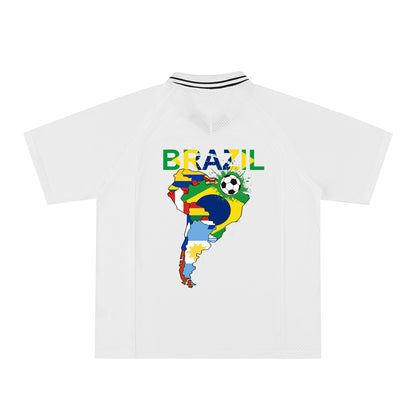 Brazil Flag Themed Graphic Striped V-Neck Soccer Unisex Jersey