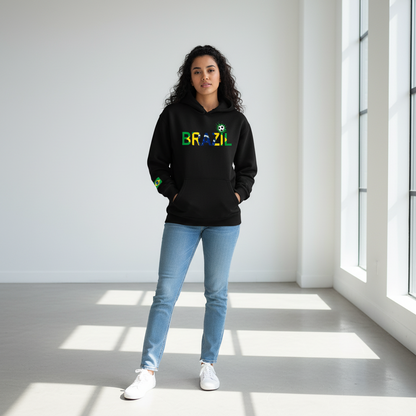 Brazil Flag Themed Graphic Unisex  Oversize Fleeced Hoodie