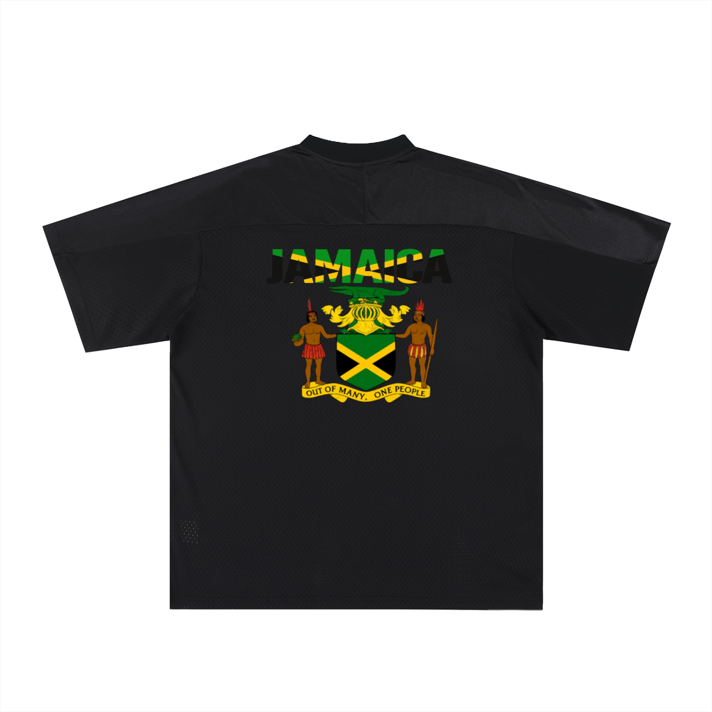 Jamaican Flag Themed Graphic Mesh V-Neck Soccer Jersey