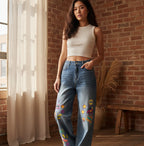 Unisex Heavyweight Denim Jeans Featuring a 90s-Inspired Sun-Faded Wash