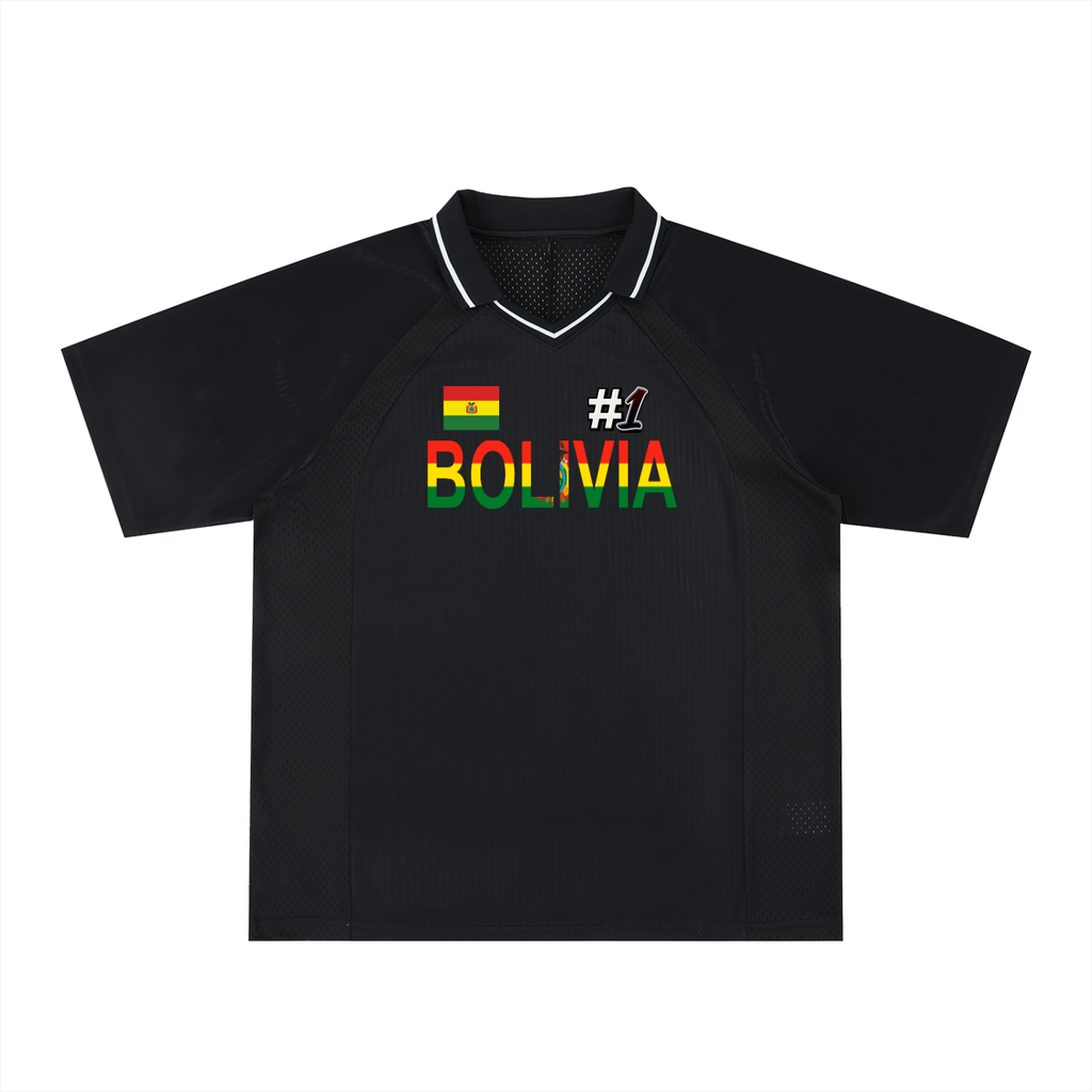 Bolivia Flag Themed Unisex Striped V-Neck Soccer Jersey