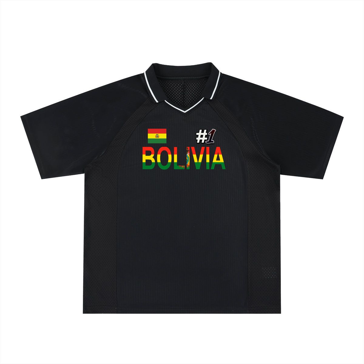 Bolivia Flag Themed Unisex Striped V-Neck Soccer Jersey