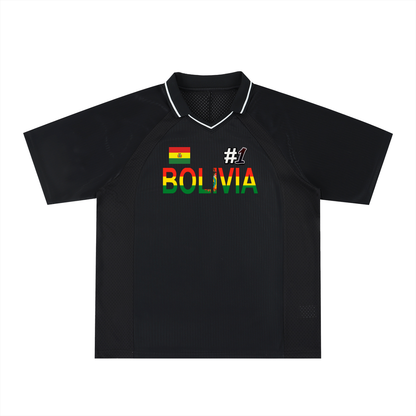 Bolivia Flag Themed Unisex Striped V-Neck Soccer Jersey