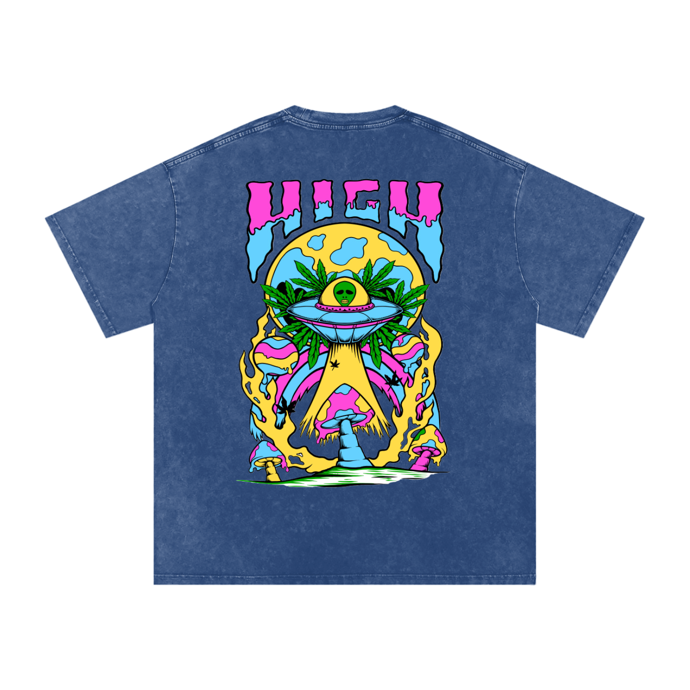 Graphic Alien Art Unisex Snow Washed Oversized Cotton T-Shirt