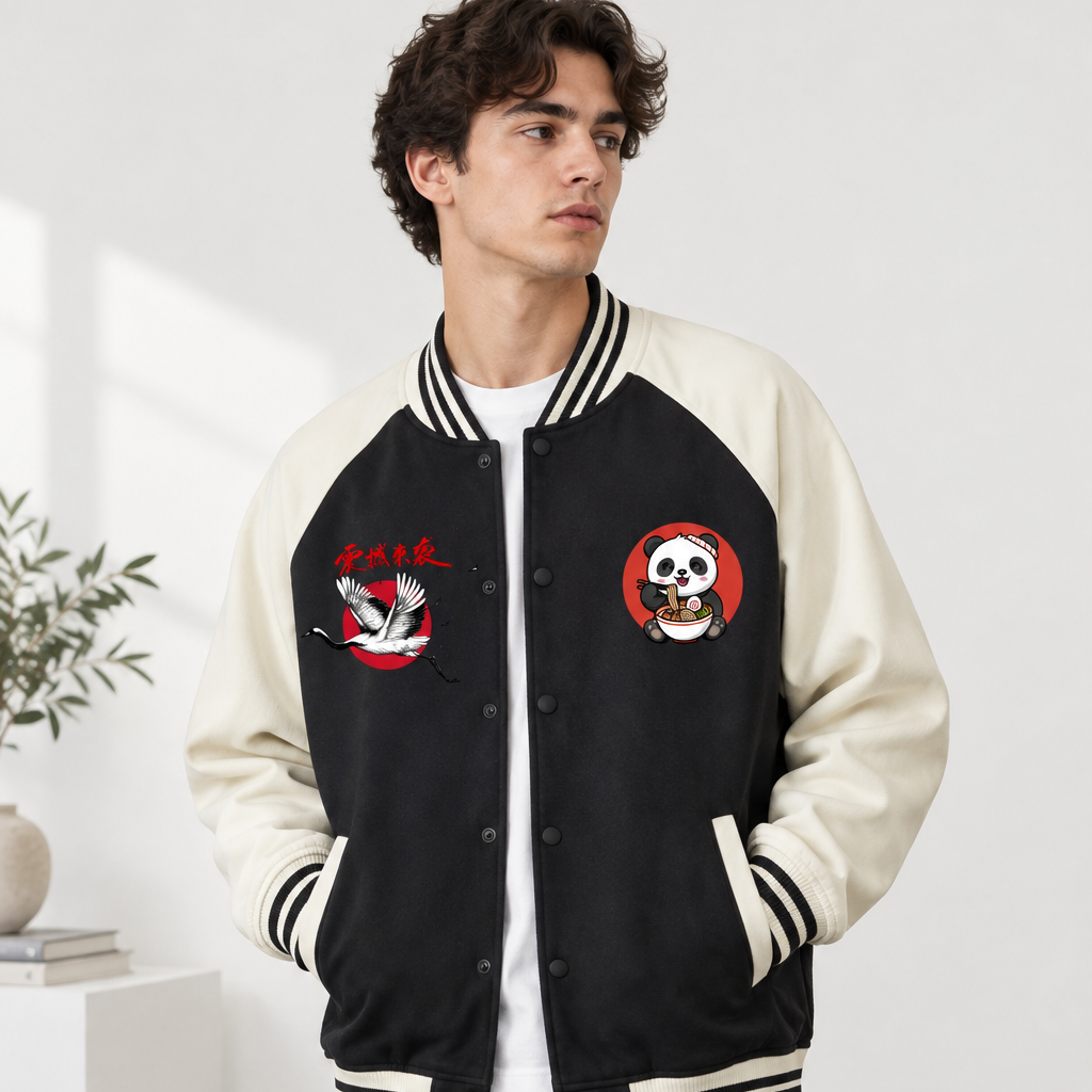 Foodie Enthusiast Graphic Two Tone Raglan Sleeve Varsity Unisex  Jacket
