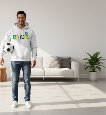 Brazil Flag Themed Graphic Unisex  Oversize Fleeced Hoodie