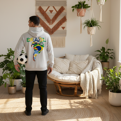 Brazil Flag Themed Graphic Unisex  Oversize Fleeced Hoodie