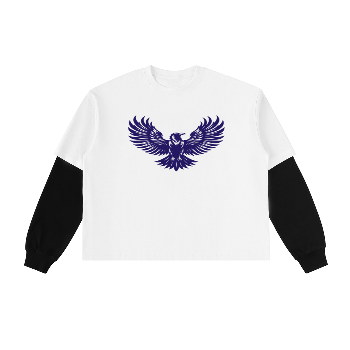 Quoth The Raven Layered Contrast Sleeve Cotton Unisex T-Shirt