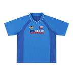 Chile Flag Themed Graphic Striped V-Neck Soccer Jersey ODMPOD