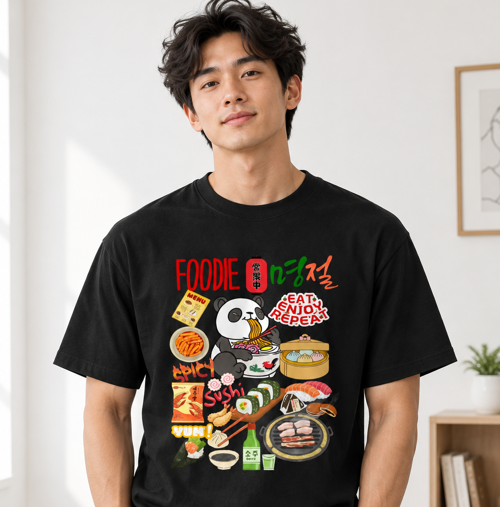 Asian Foodie Enthusiast Graphic Unisex Oversized T-Shirt