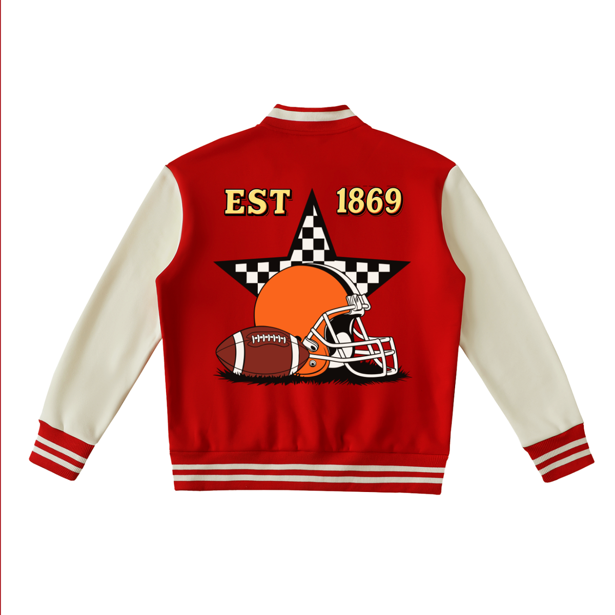 Football Fan Graphic Unisex Two-Tone Fleeced Varsity Jacket