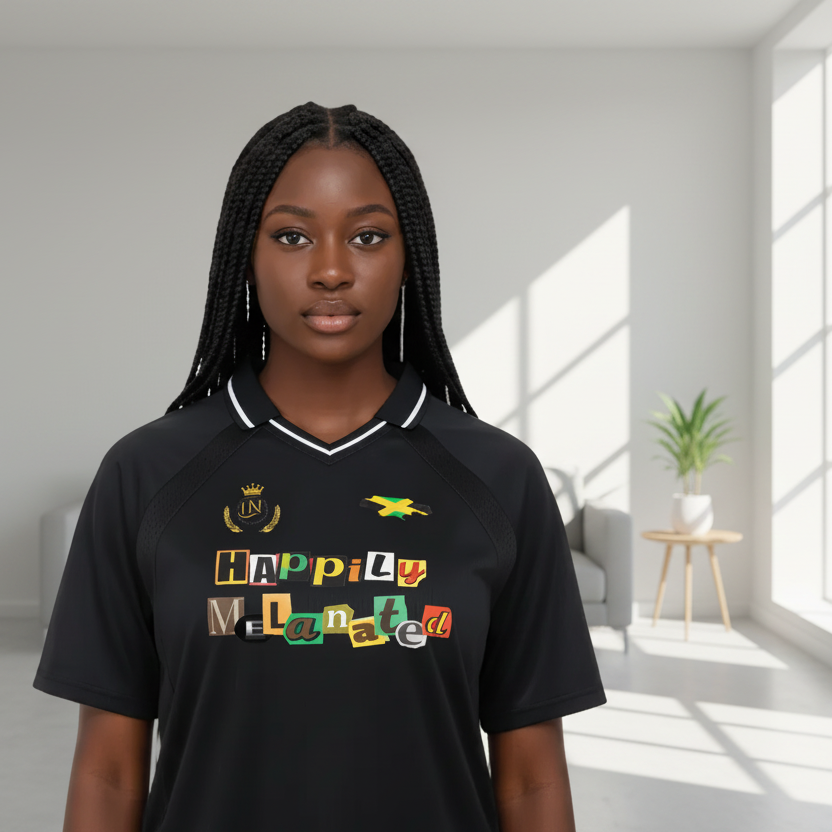 Jamaica Themed Graphic Striped V-Neck Soccer Jersey
