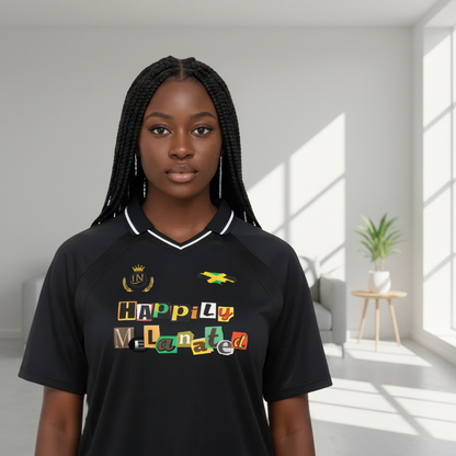 Jamaica Themed Graphic Striped V-Neck Soccer Jersey