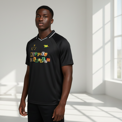 Jamaica Themed Graphic Striped V-Neck Soccer Jersey