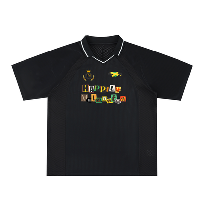 Jamaica Themed Graphic Striped V-Neck Soccer Jersey