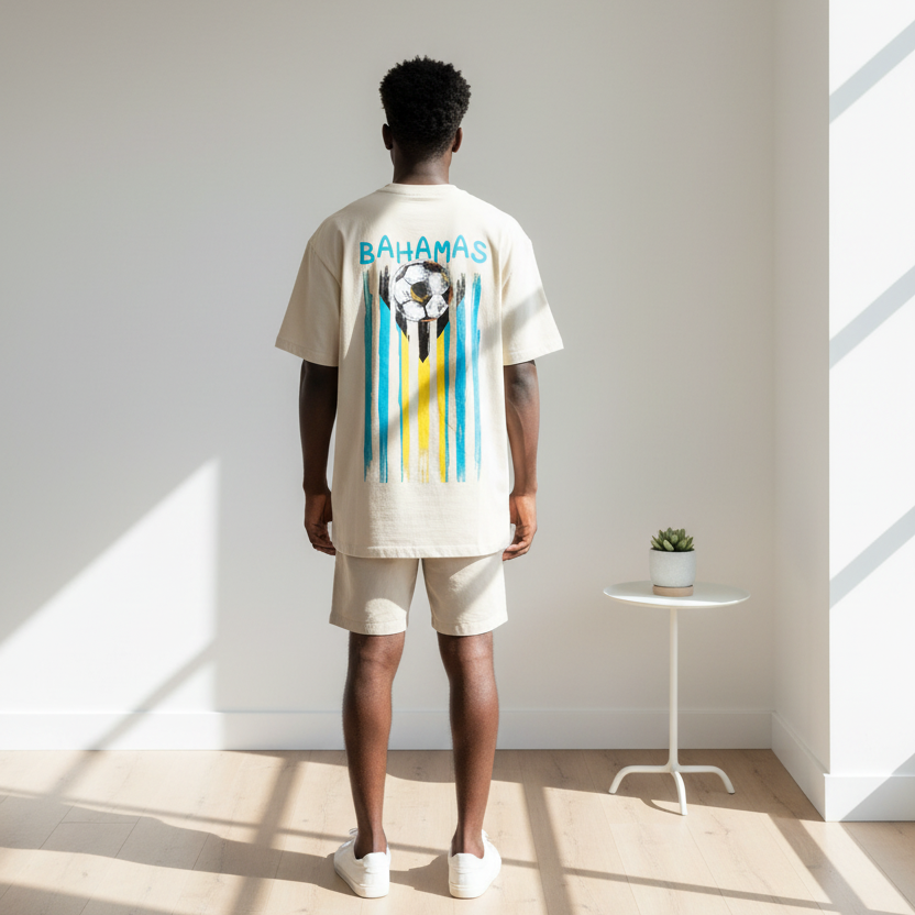 Bahamas Flag Themed Graphic Vintage Wash Cotton Unisex T-Shirt