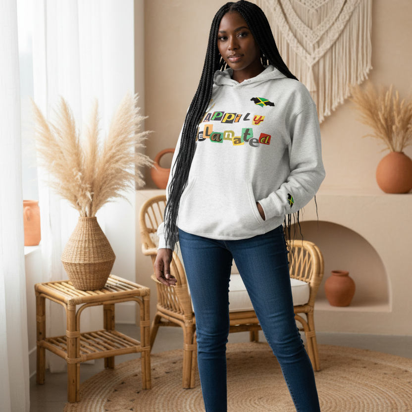 Jamaica Flag Themed Graphic Oversize Fleeced Unisex Hoodie