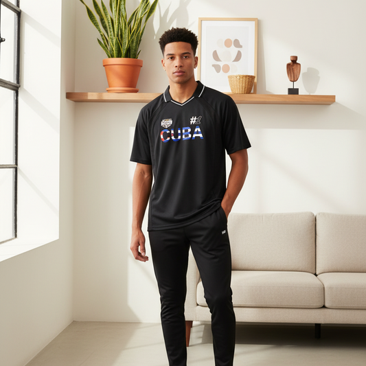 Cuba Flag Themed Graphic V-Neck Soccer Jersey