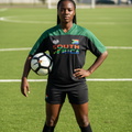 South African Flag Themed Graphic Mesh V-Neck Soccer Jersey ODMPOD