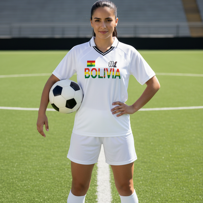 Bolivia Flag Themed Unisex Striped V-Neck Soccer Jersey