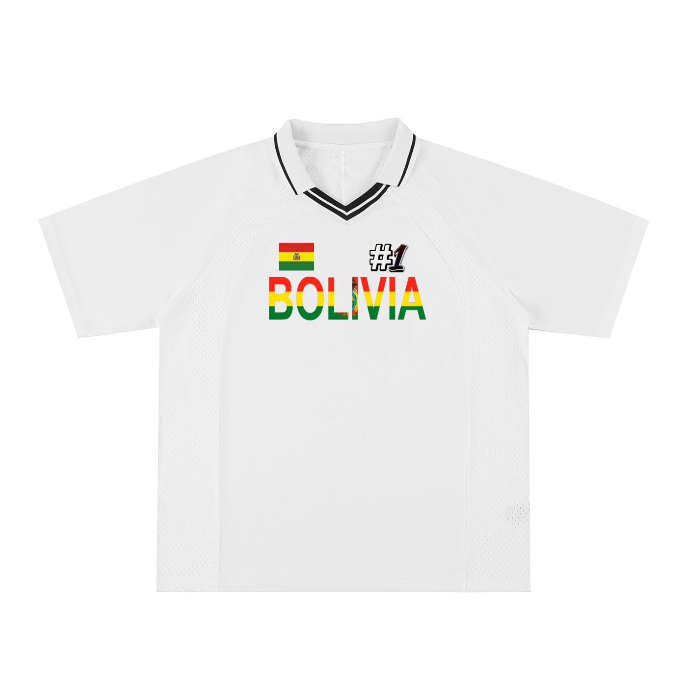 Bolivia Flag Themed Unisex Striped V-Neck Soccer Jersey